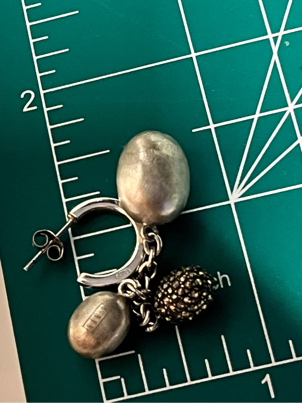 Nanis Italy Brushed Dangle Drop 925 Sterling Silver Marcasite - Picture 8 of 8